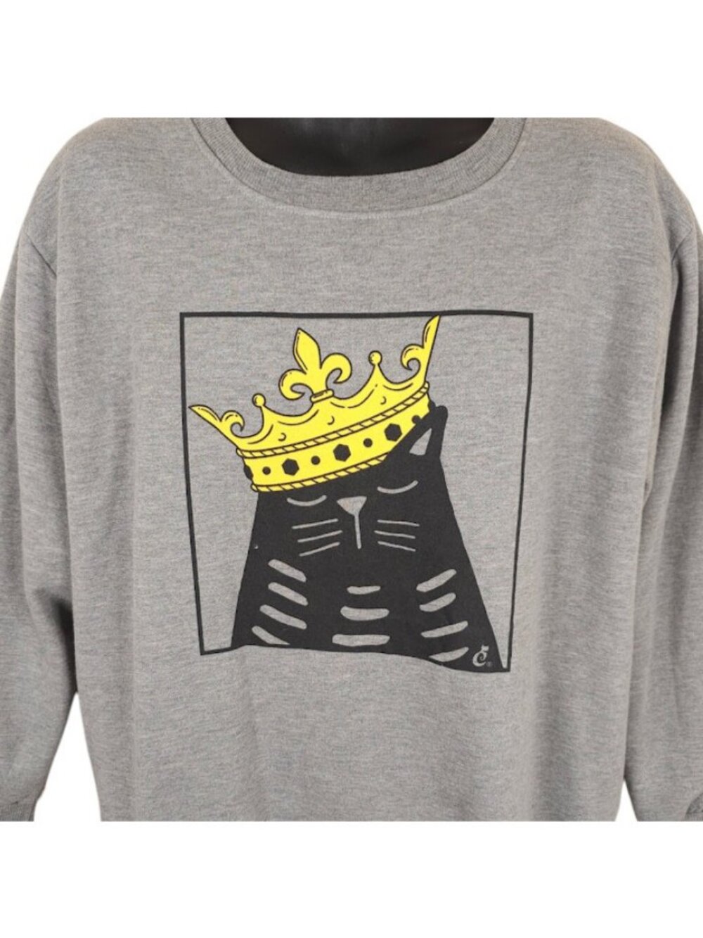 King Queen Cat Sweatshirt Womens Size XL Gray Cat Lady Cats Rule OVERSIZED